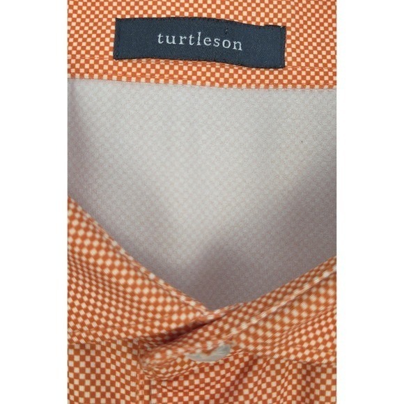 Turtleson Men's Golf Polo Shirt Large Orange Checkered Print Performance Stretch - Picture 7 of 9